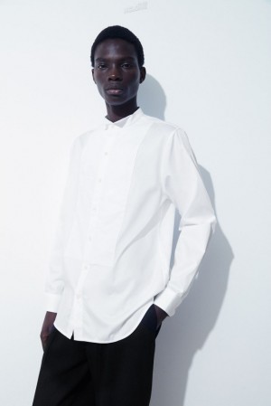 White COS The Poplin Tuxedo Shirt Shirts | 905243-OXK