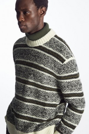 White / Black COS Fair Isle Wool Sweater Sweaters & Cardigans | 625034-ADI