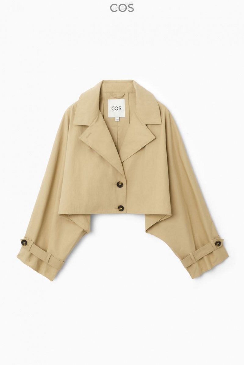 Beige COS Cropped Hybrid Trench Coat Coats & Jackets | 731289-THS