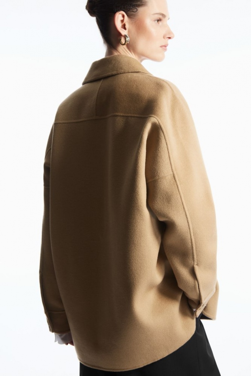 Beige COS Double-Faced Wool Jacket Coats & Jackets | 108279-IYQ