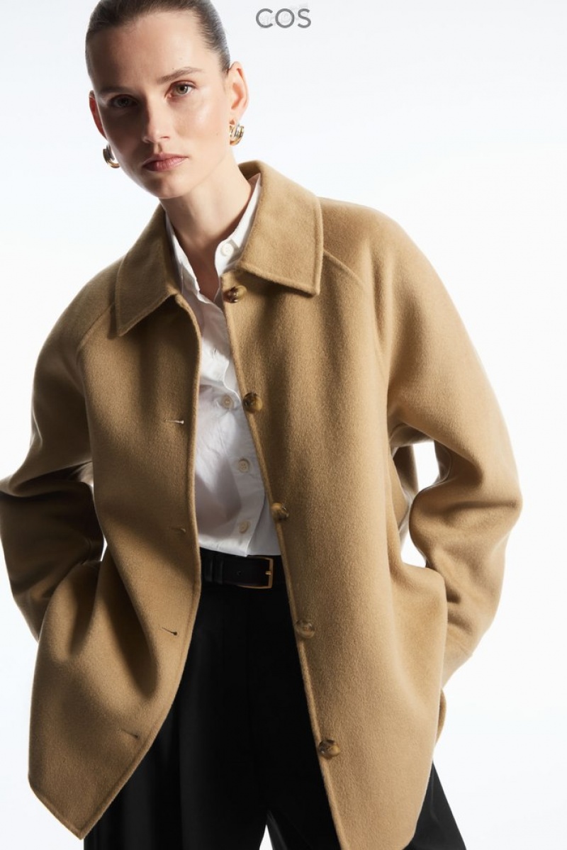 Beige COS Double-Faced Wool Jacket Coats & Jackets | 108279-IYQ