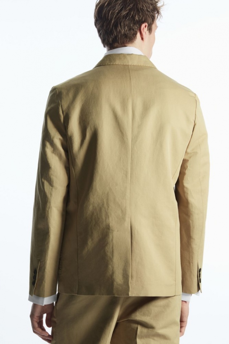 Beige COS Linen And Cotton-Blend Blazer Coats & Jackets | 782359-IDS