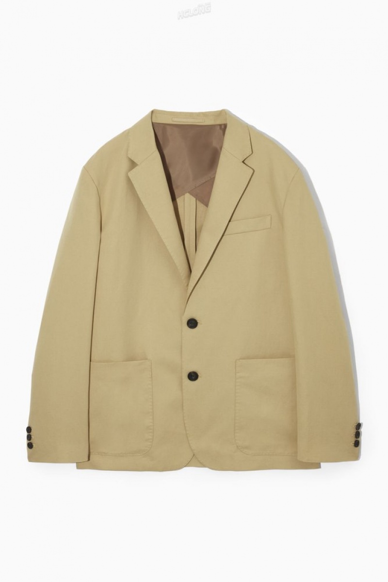 Beige COS Linen And Cotton-Blend Blazer Coats & Jackets | 782359-IDS