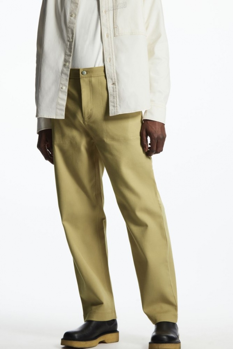 Beige COS Straight-Leg Utility Trousers Pants | 329871-BFD