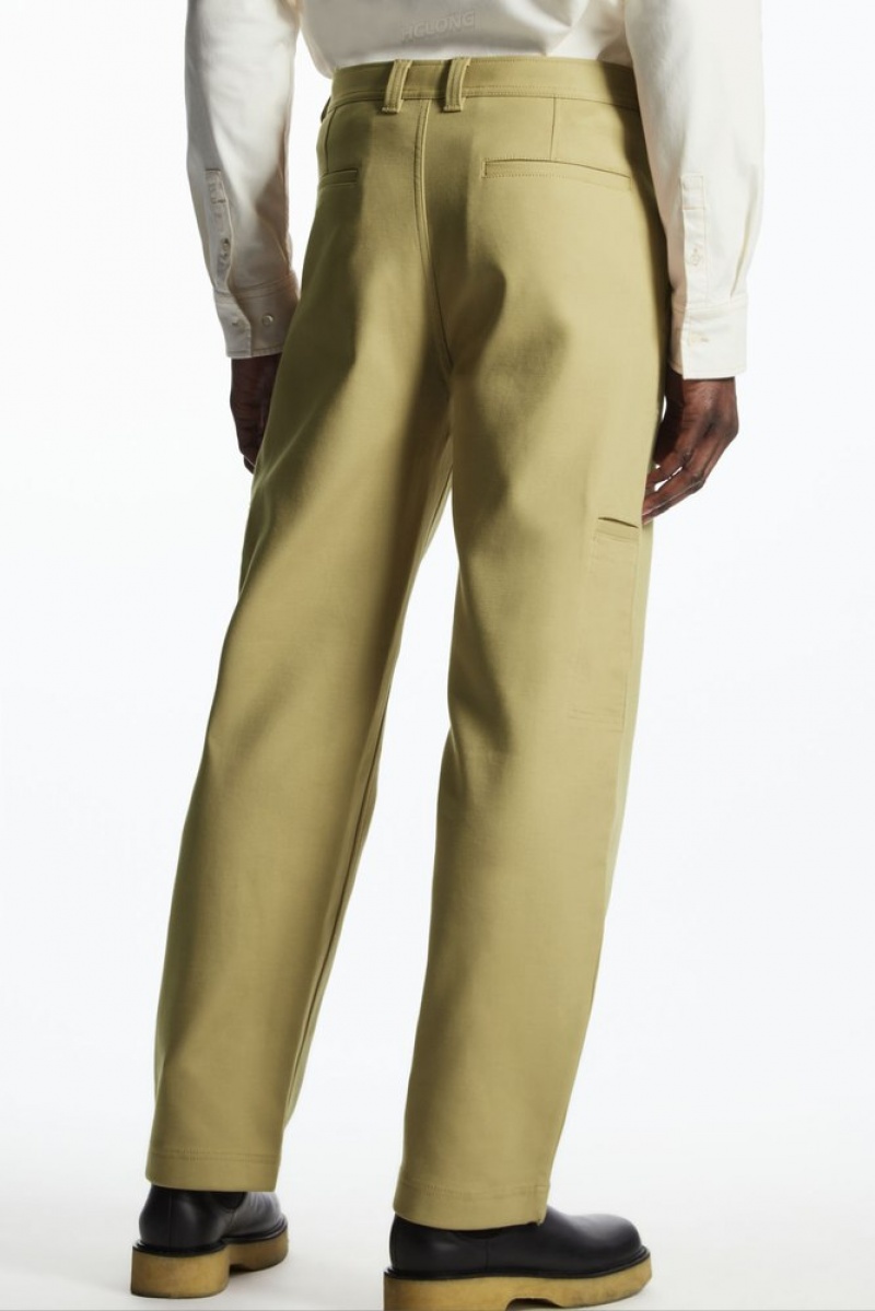 Beige COS Straight-Leg Utility Trousers Pants | 329871-BFD