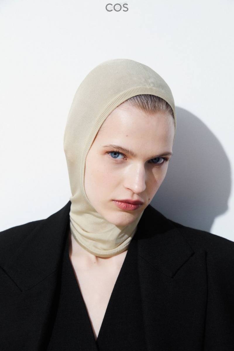 Beige COS The Knitted Balaclava Scarves | 795368-UXI