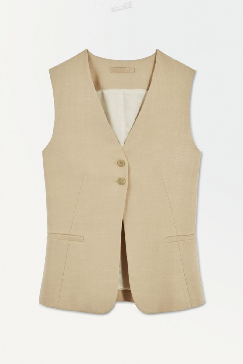 Beige COS The Longline Vest Tops | 215397-DWU