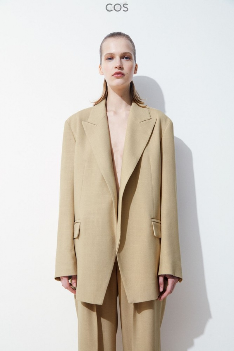 Beige COS The Peak-Lapel Blazer Blazers & Tailoring | 138649-HXE