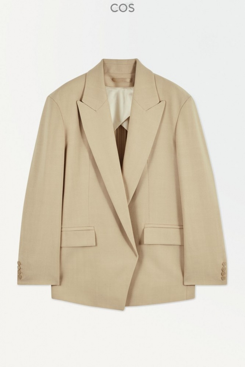 Beige COS The Peak-Lapel Blazer Blazers & Tailoring | 138649-HXE