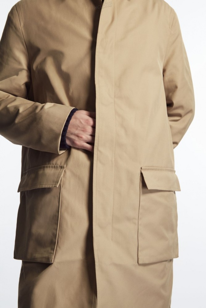 Beige COS Utility Car Coat Coats & Jackets | 658914-AHT