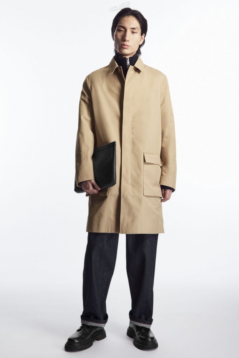 Beige COS Utility Car Coat Coats & Jackets | 658914-AHT