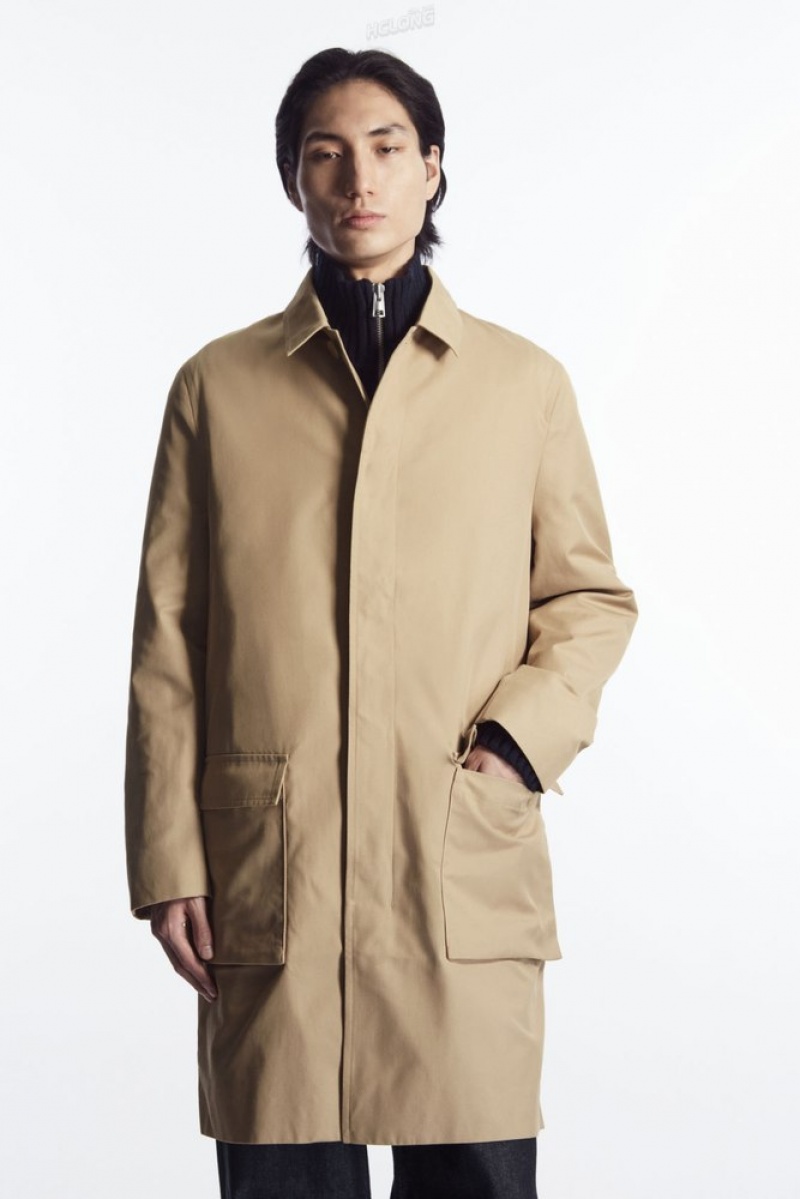 Beige COS Utility Car Coat Coats & Jackets | 658914-AHT