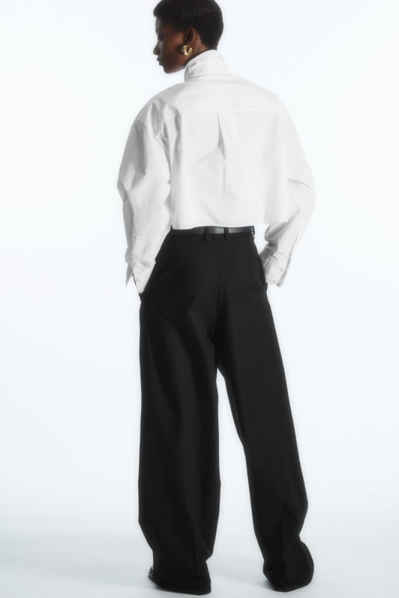 Beige COS Wide-Leg Tailored Pants Pants | 835270-FJQ