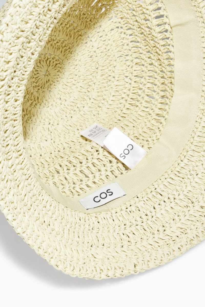 Beige COS Woven Straw Bucket Hat Hats | 578103-DSW