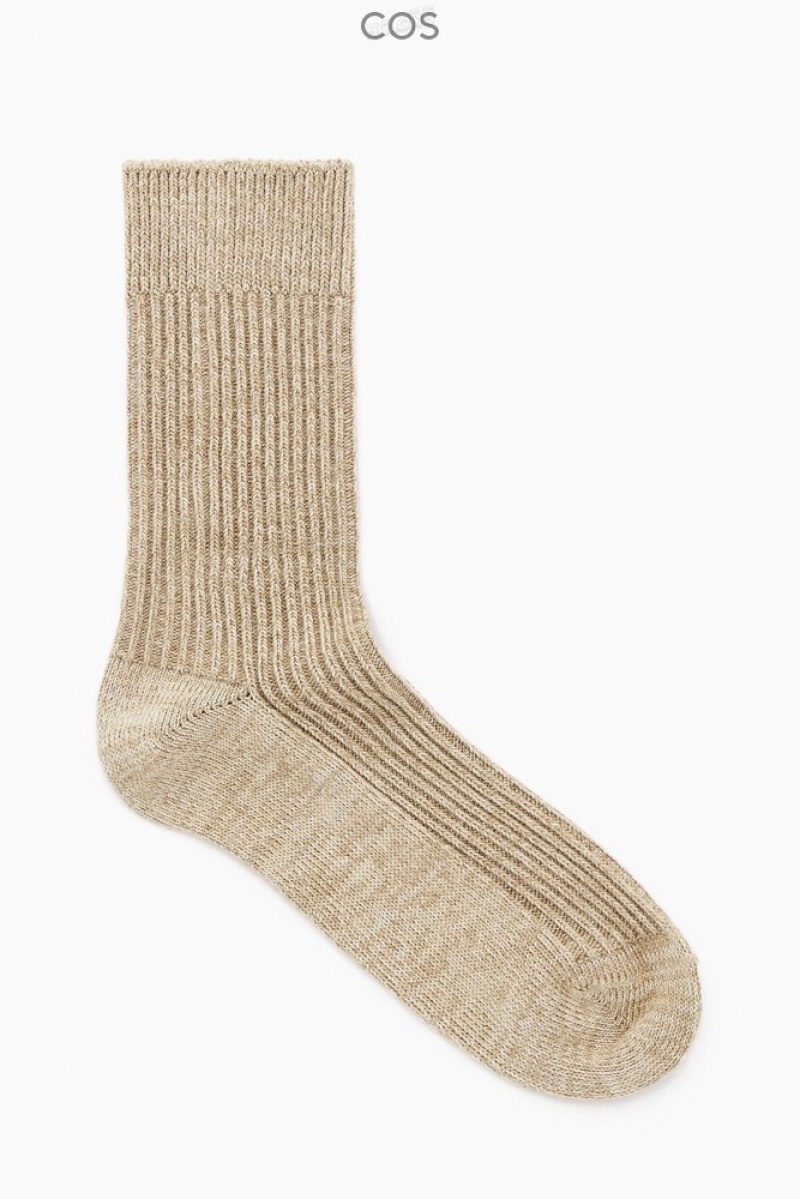 Beige MéLange COS Ribbed MéLange Socks Socks | 895106-CBD