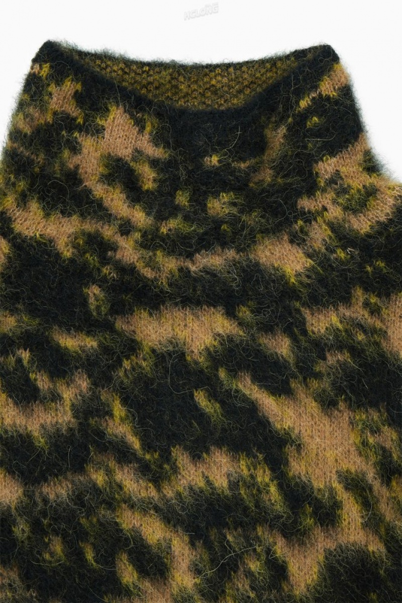 Beige / Black COS Tortoiseshell-Jacquard Alpaca-Blend Jumper Knitwear & Cardigans | 718462-PWV