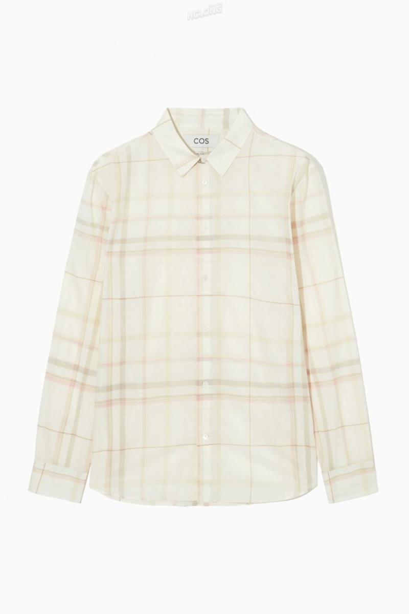 Beige / Checked COS Windowpane-Checked Shirt Shirts | 658439-DNI