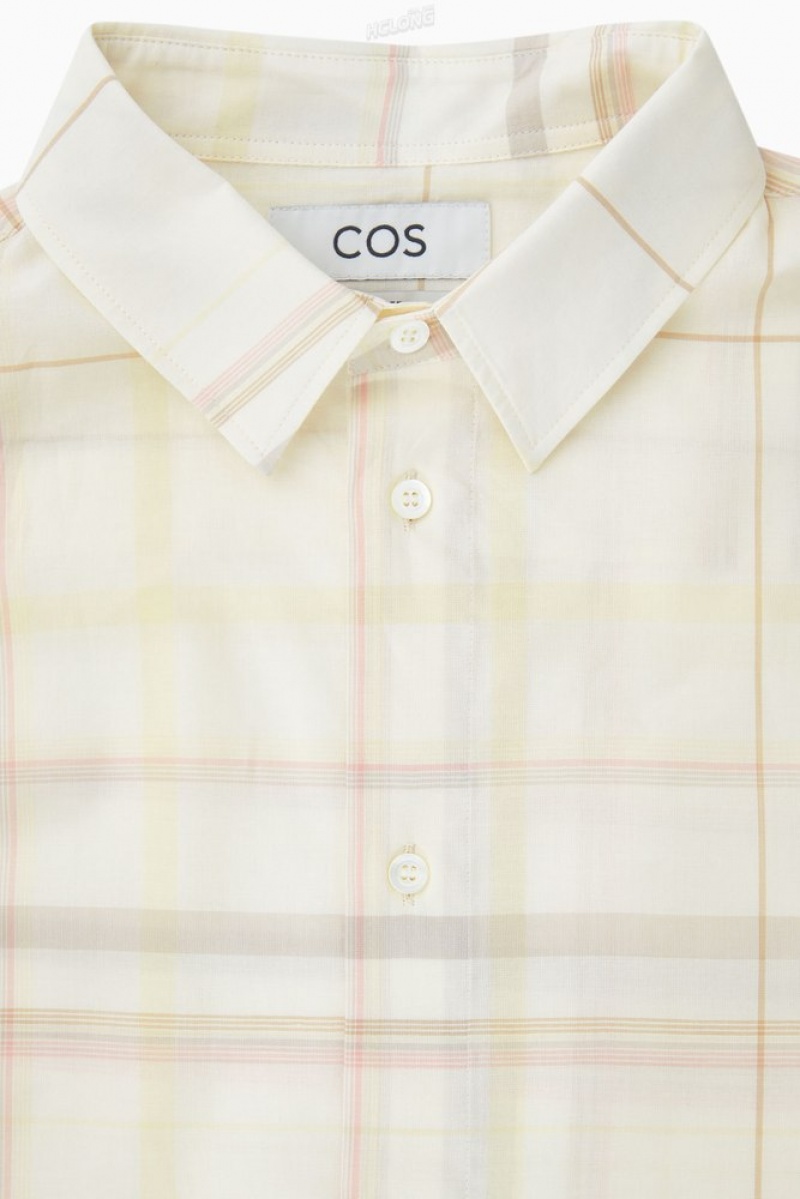 Beige / Checked COS Windowpane-Checked Shirt Shirts | 658439-DNI