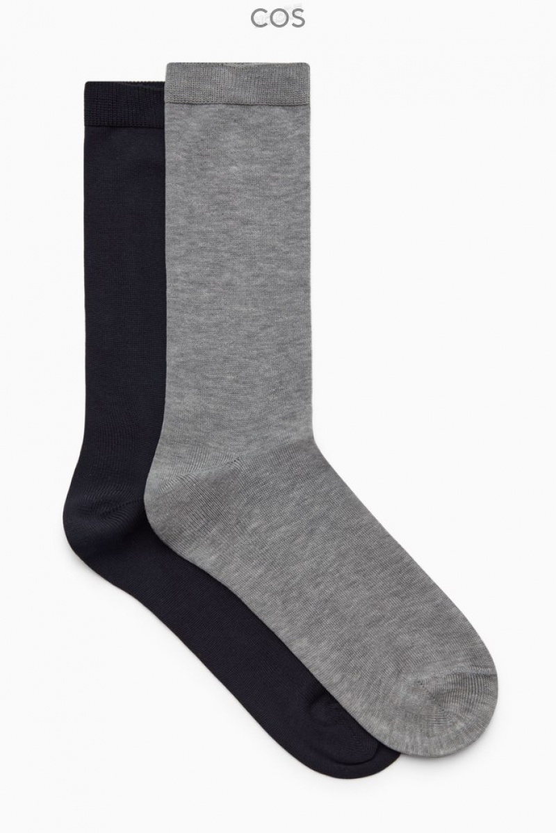 Black COS 2-Pack Mercerised Cotton Socks Socks | 326871-ZBG