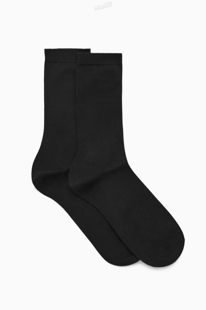 Black COS 2-Pack Mercerized Cotton Socks Socks | 035418-XFW