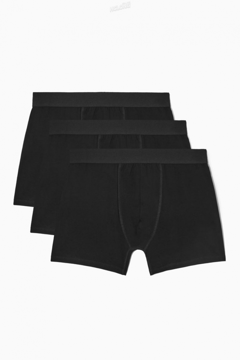 Black COS 3-Pack Long Boxer Briefs Underwear | 594820-TSX