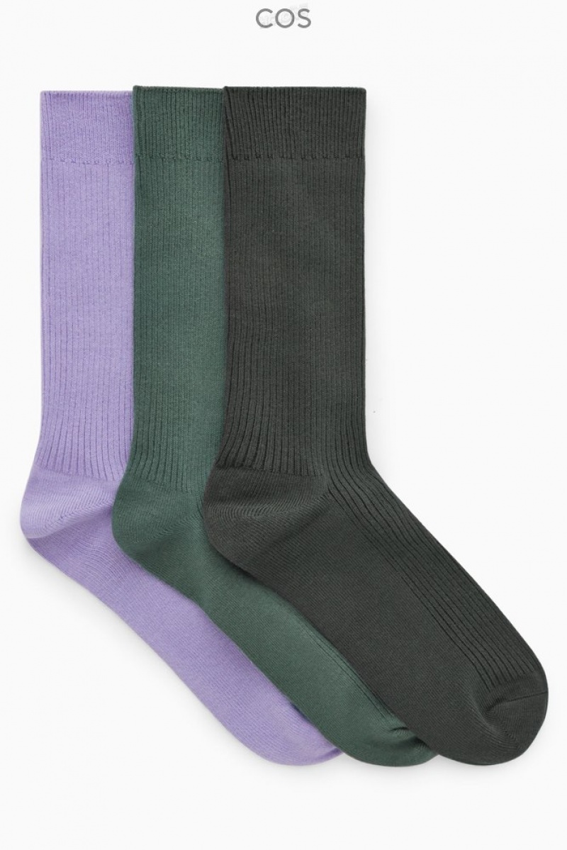 Black COS 3-Pack Ribbed Socks Socks | 216597-USW