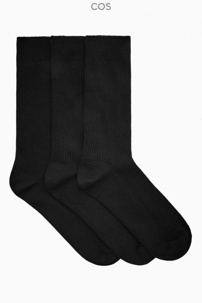 Black COS 3-Pack Ribbed Socks Socks | 358271-QAG