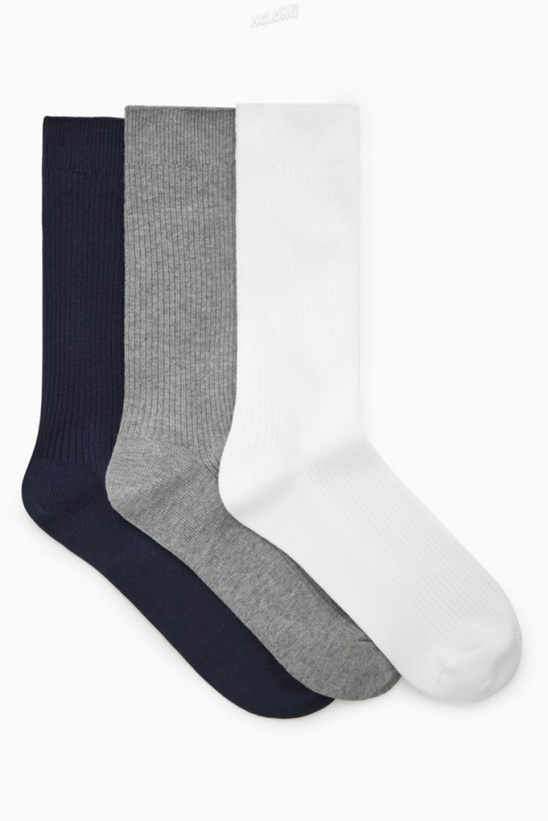 Black COS 3-Pack Ribbed Socks Socks | 463071-EHX