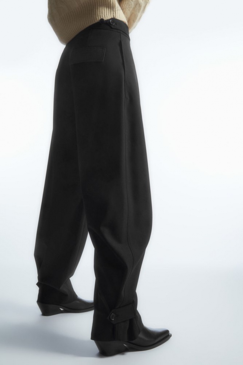 Black COS Barrel-Leg Utility Pants Pants | 648931-RYC