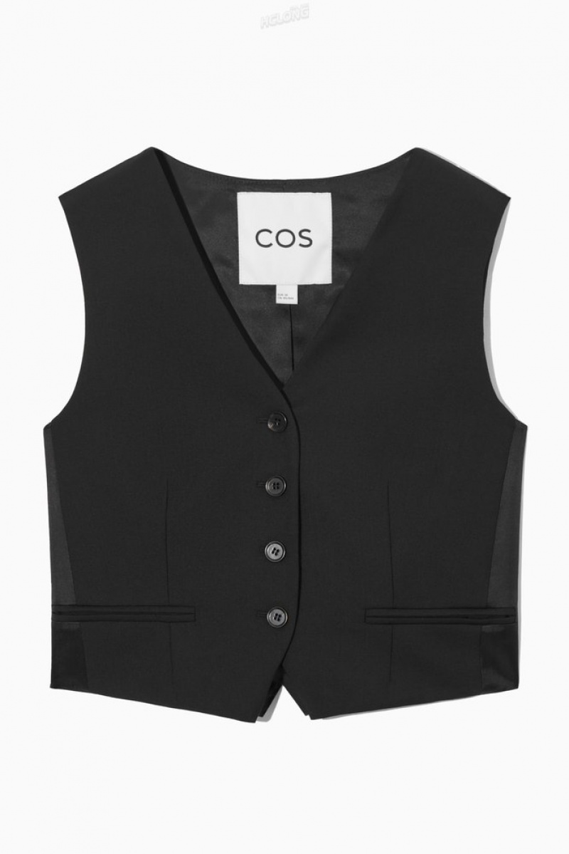 Black COS Belted Wool Vest Blazers & Tailoring | 215490-JKV