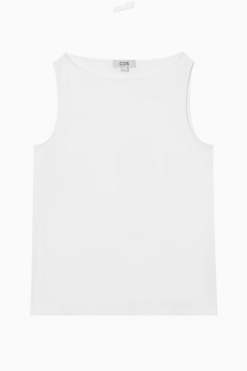 Black COS Boat-Neck Tank Top Tops | 051639-HMD