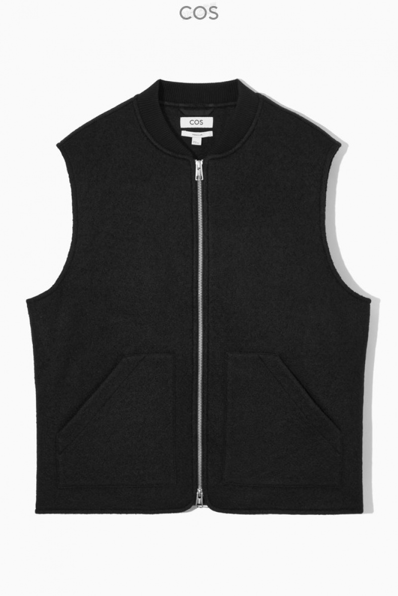 Black COS Boiled-Wool Gilet Coats & Jackets | 693817-VGQ