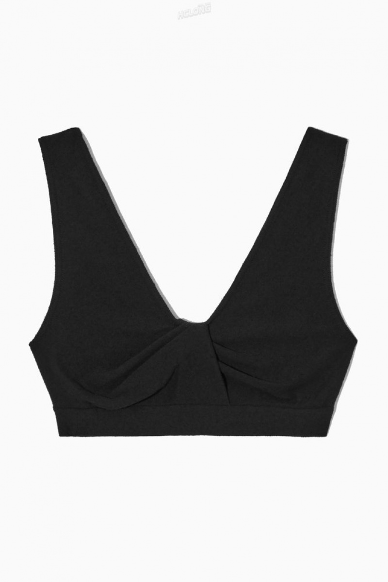 Black COS Bouclé Bra Top Underwear | 851632-DMU