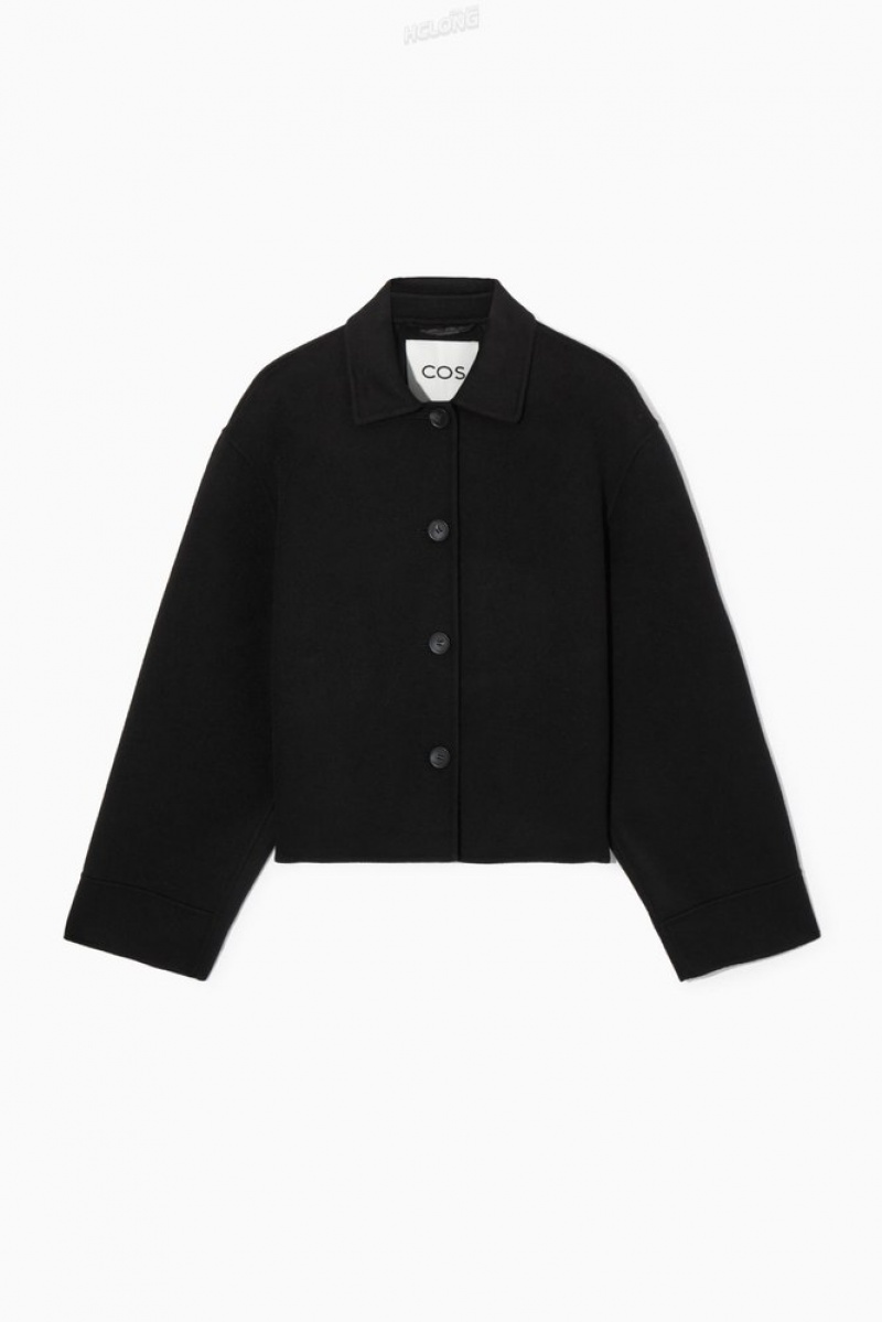 Black COS Boxy Double-Faced Wool Jacket Coats & Jackets | 965471-YKL