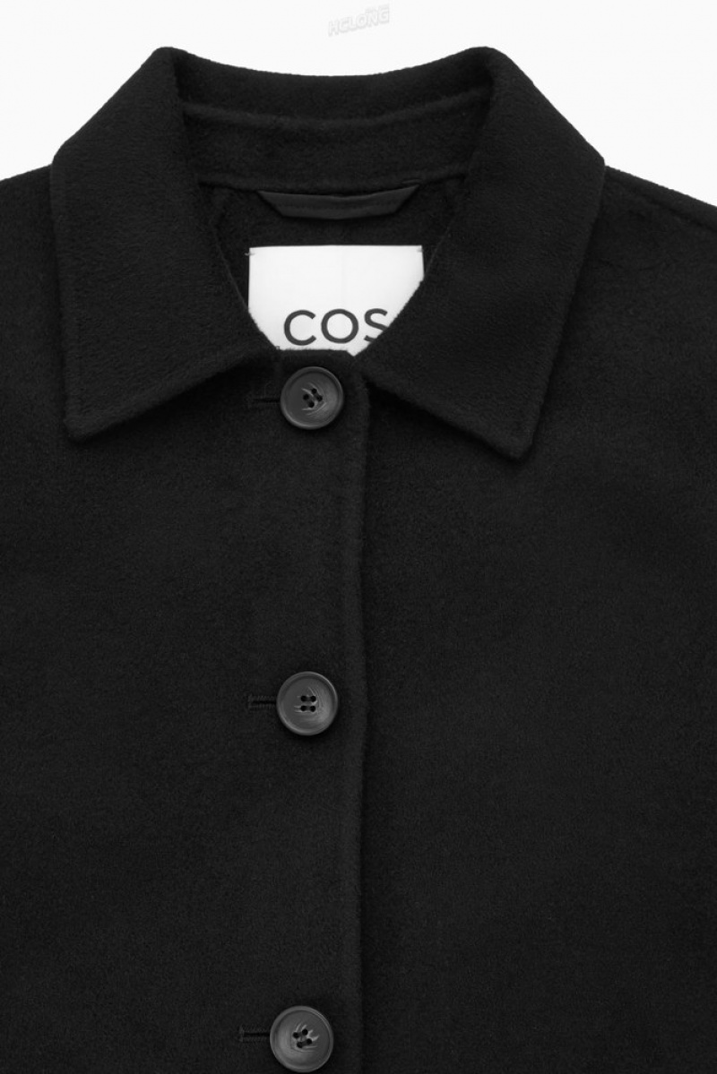 Black COS Boxy Double-Faced Wool Jacket Coats & Jackets | 965471-YKL