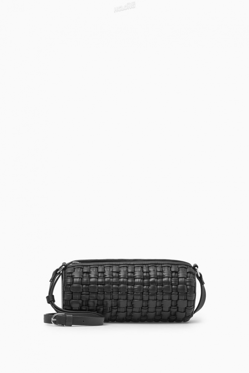 Black COS Braided Barrel Shoulder Bag - Leather Bags | 759268-KIT