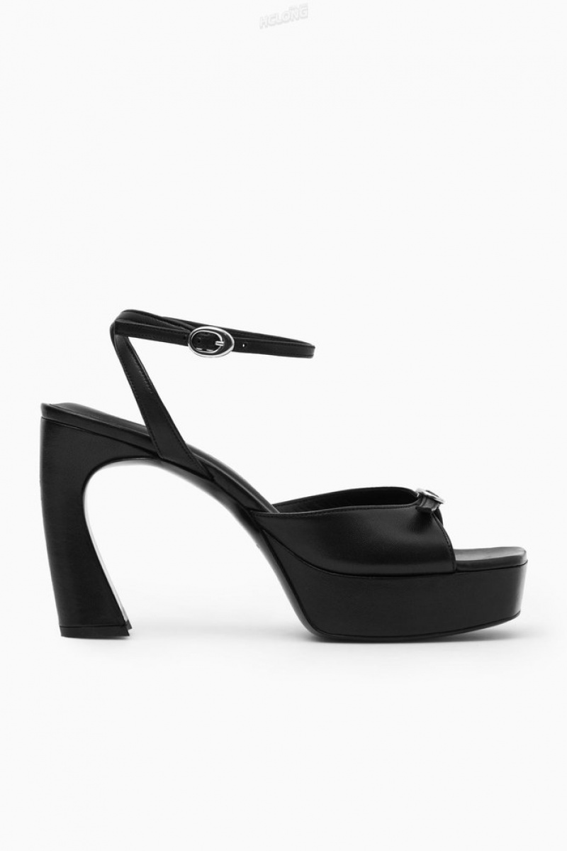 Black COS Buckled Platform Sandals Sandals | 827903-WPH