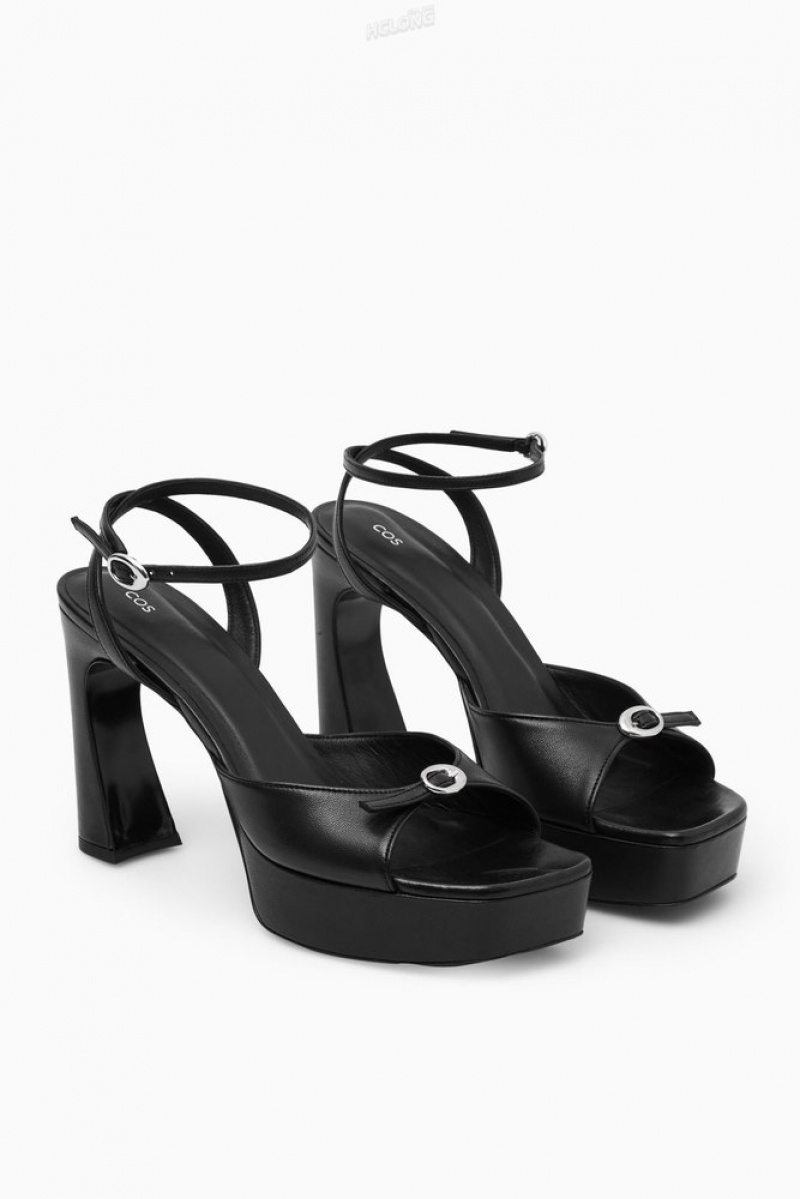 Black COS Buckled Platform Sandals Sandals | 827903-WPH