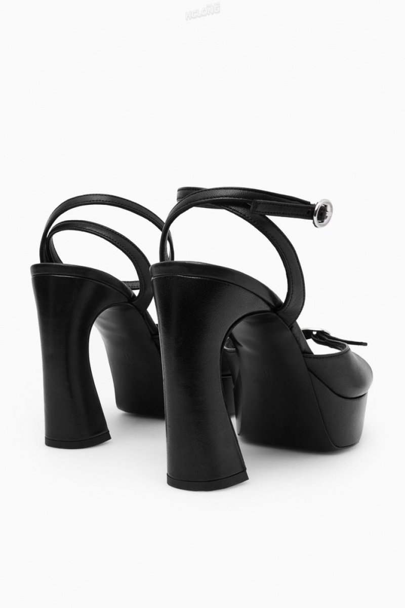 Black COS Buckled Platform Sandals Sandals | 827903-WPH