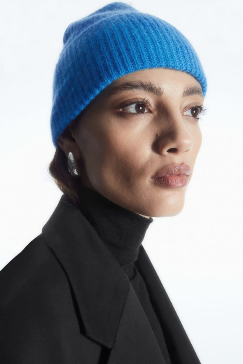 Black COS Cashmere-Blend Beanie Hats | 063251-MIV