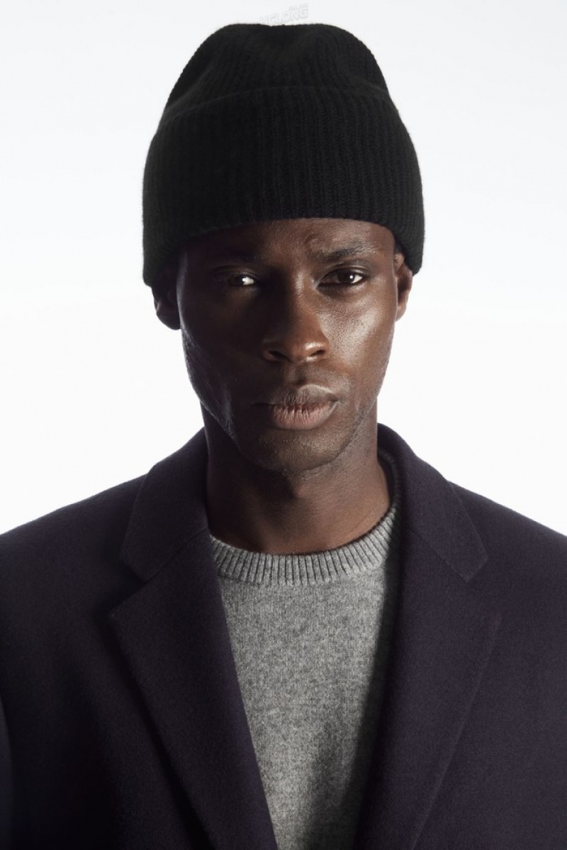 Black COS Cashmere-Blend Beanie Hats | 318659-PUY