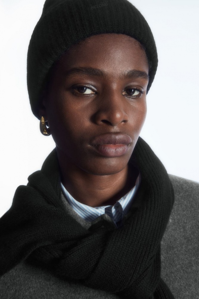 Black COS Cashmere-Blend Beanie Hats | 318659-PUY