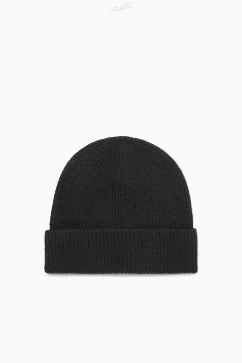 Black COS Cashmere-Blend Beanie Hats | 318659-PUY