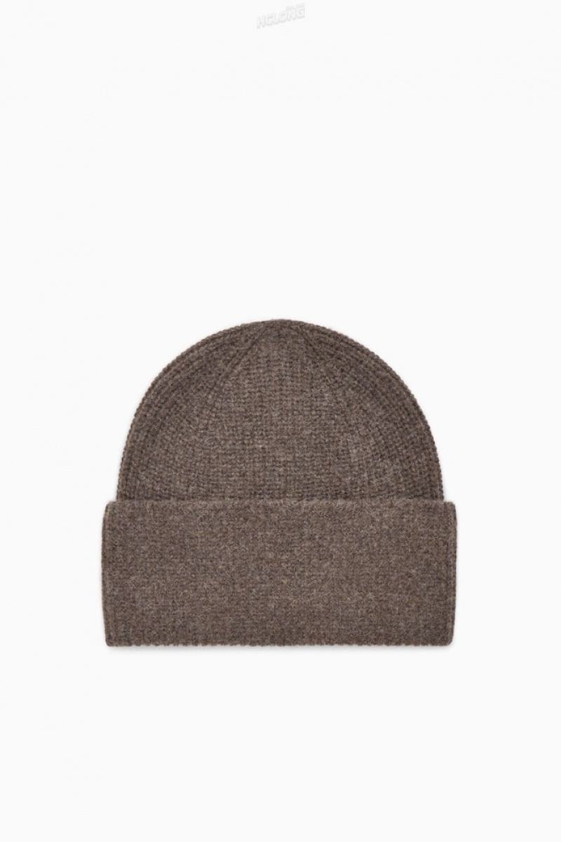 Black COS Cashmere-Blend Beanie Hats | 397240-IVP