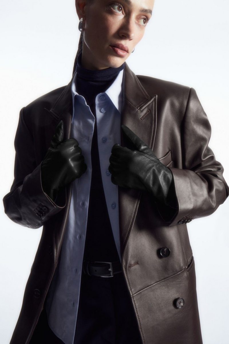 Black COS Cashmere-Lined Leather Gloves Gloves | 796345-VZQ