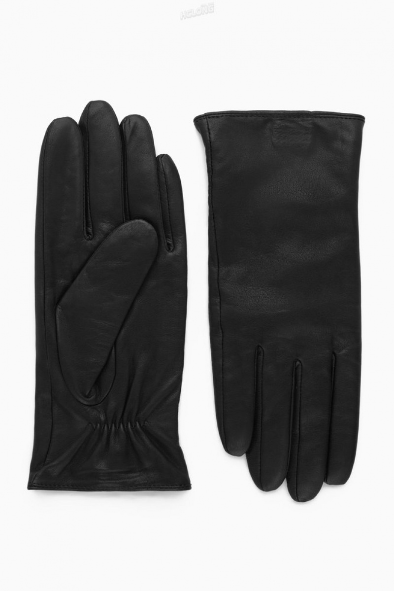 Black COS Cashmere-Lined Leather Gloves Gloves | 796345-VZQ