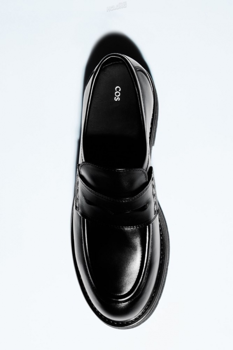 Black COS Chunky Leather Penny Loafers Loafers | 813256-VSP