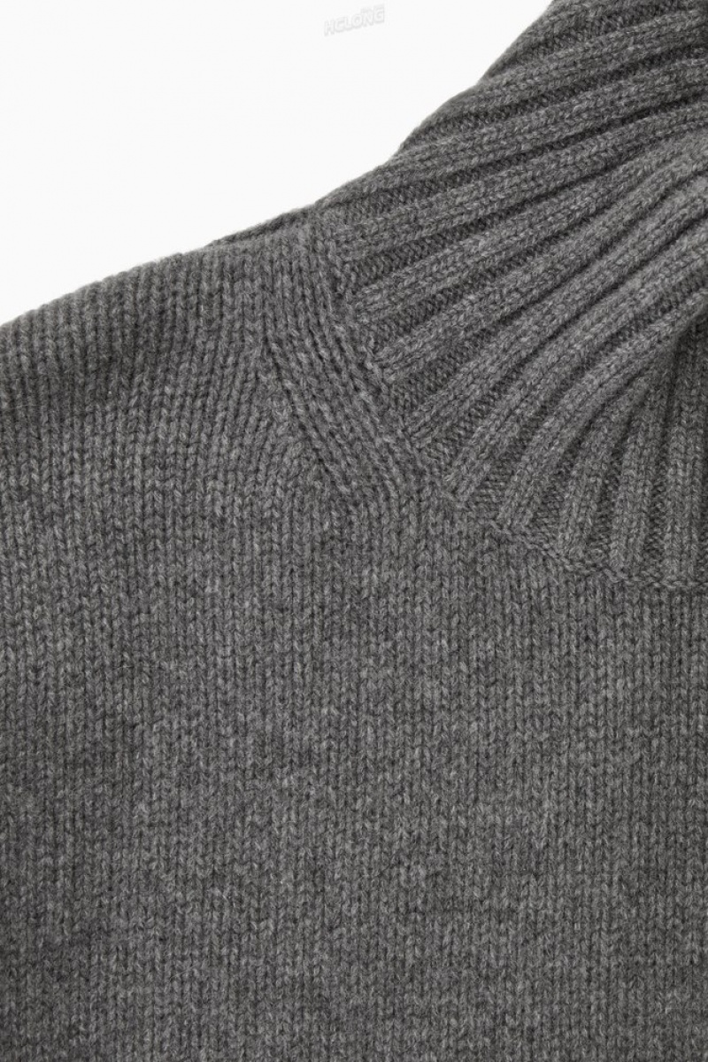 Black COS Chunky Pure Cashmere Turtleneck Sweater Sweaters & Cardigans | 372690-QHE