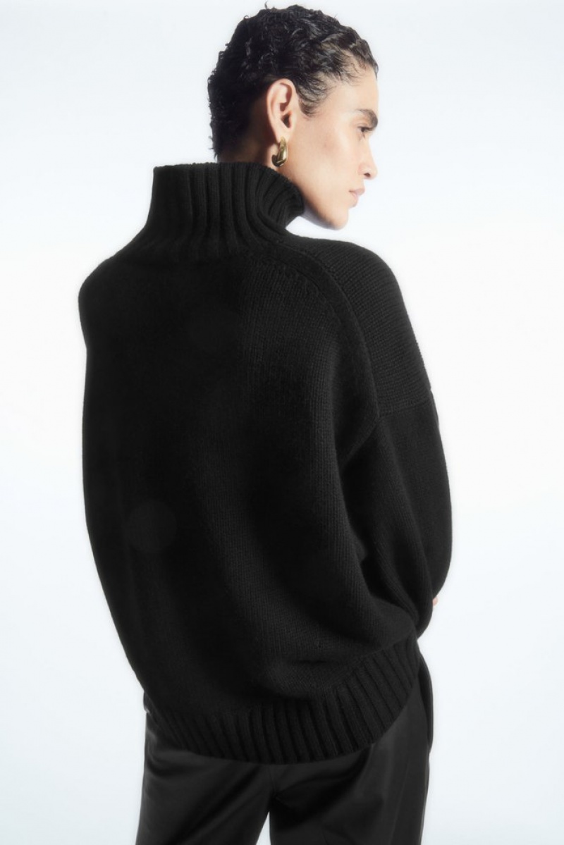 Black COS Chunky Pure Cashmere Turtleneck Sweater Sweaters & Cardigans | 753069-BPI