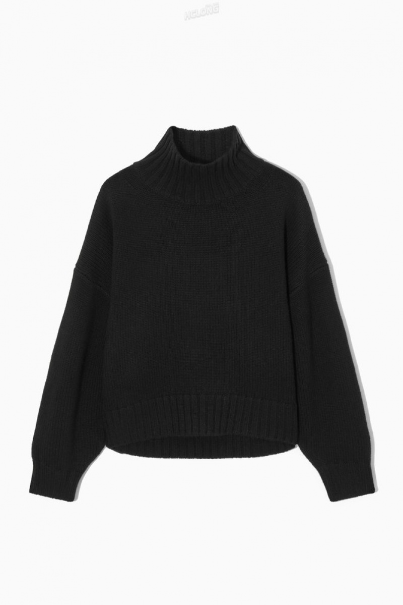 Black COS Chunky Pure Cashmere Turtleneck Sweater Sweaters & Cardigans | 753069-BPI